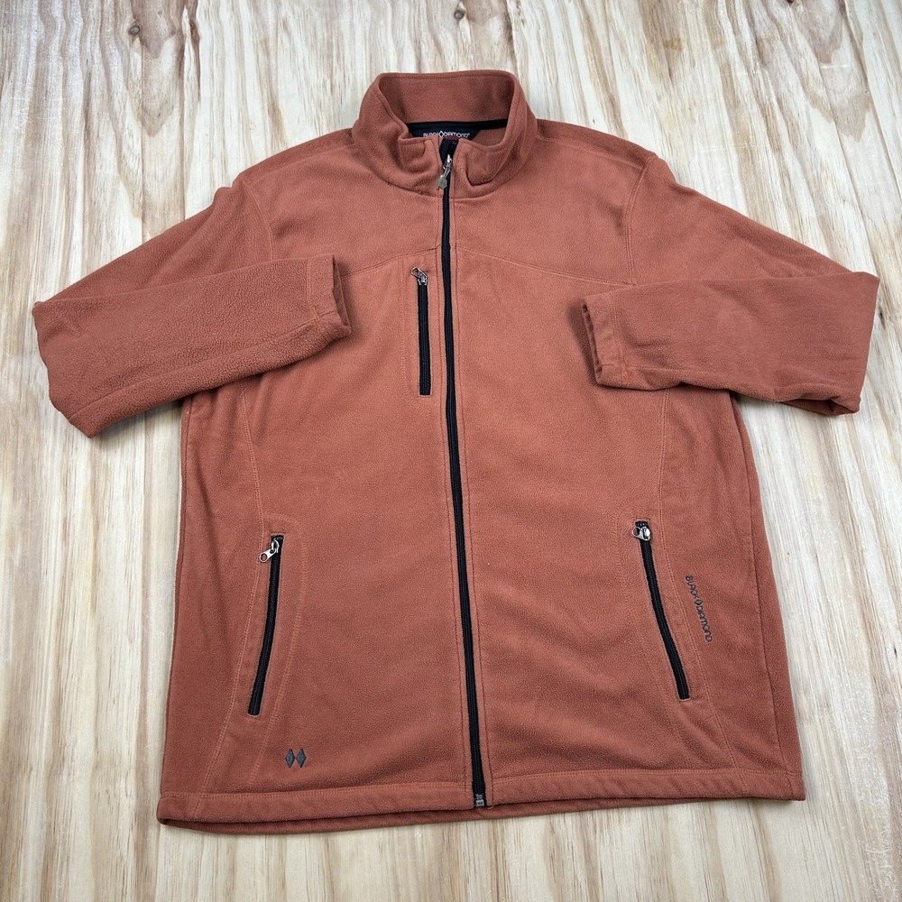 Black Diamond Men's XL Fleece Full Zip Jacket Orange Double Diamond Outdoor